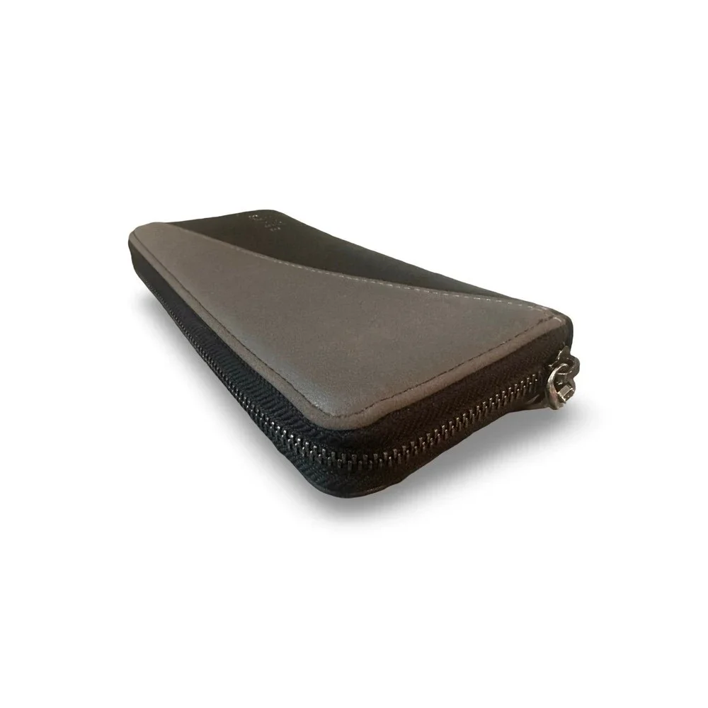 BEAMS HEART Men's Color-Block Faux Leather Long Zip Wallet - Gray/Black